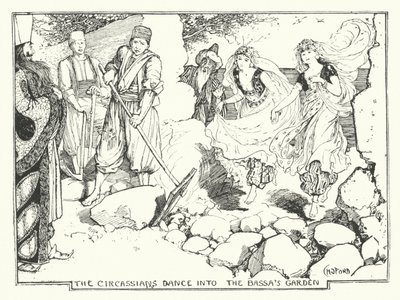 De Circassiërs Dansen de Tuin van de Bassa Binnen door Henry Justice Ford