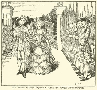 De Zwitserse garde brengt Marie Antoinette een eresaluut door Henry Justice Ford
