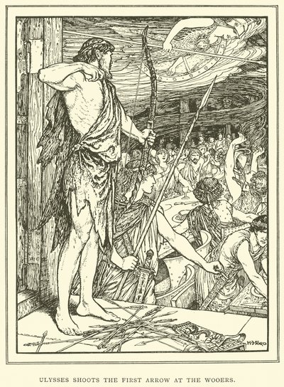 Ulysses Schiet de Eerste Pijl naar de Vrijers door Henry Justice Ford