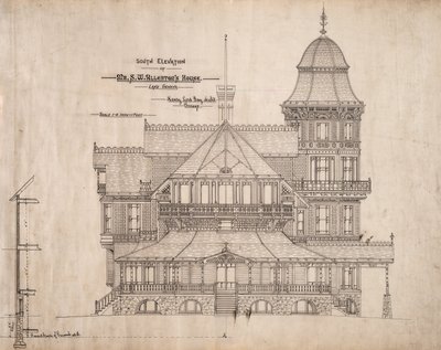 Huis voor de heer S.W. Allerton, Lake Geneva, Wisconsin: Zuidelijke elevatie door Henry Lord Gay