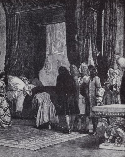 Koningin Anne op haar sterfbed benoemt de hertog van Shrewsbury tot Lord Treasurer door Henry Marriott (after) Paget