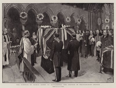 De begrafenis van prins Hendrik van Battenberg, de dienst in de kerk van Whippingham door Henry Marriott Paget