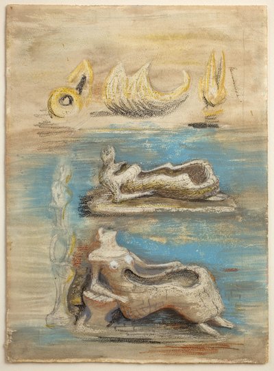 Een land: zijn lijnen volgen het leven terug in de steen door Henry Moore