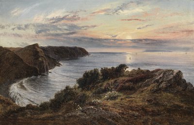 Over Shipload Bay naar Lundy Island, Noord-Devon, 1859 door Henry Moore