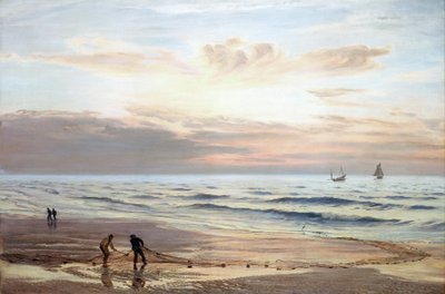Vissers trekken hun netten op de kusten van de noordkust van Wales door Henry Moore
