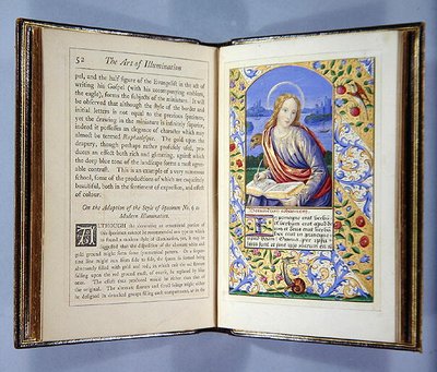 Pagina met een Portret van St. Johannes, uit De Kunst van Verlichting en Missaal Schilderen, Londen 1849 door Henry Noel Humphreys
