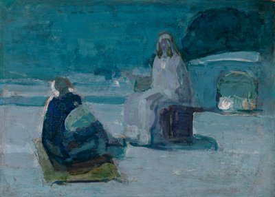 Studie voor Christus en Nicodemus op een dak, ca. 1923 door Henry Ossawa Tanner