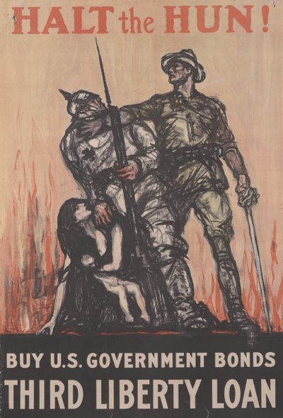 Stop de Hun! Koop Amerikaanse staatsobligaties, Derde Vrijheidslening, ca. 1918 door Henry Patrick Raleigh