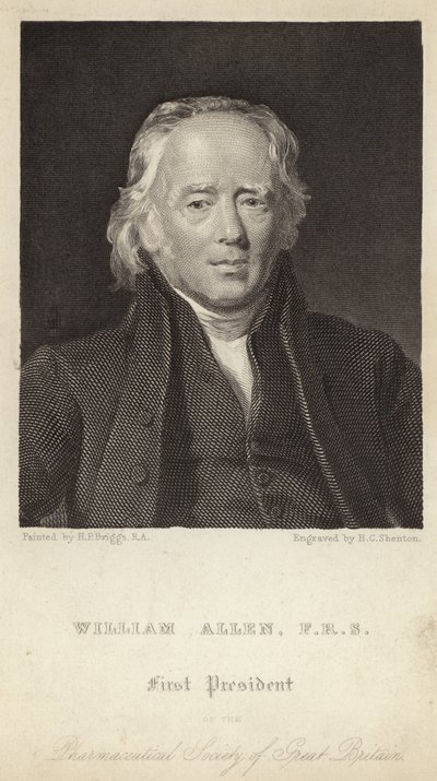 William Allen - Eerste voorzitter van de Pharmaceutical Society of Great Britain (1770-1843) (gravure) door Henry Perronet (after) Briggs
