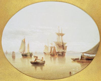 Haven Scène - Roeien naar de Oever door Henry Redmore