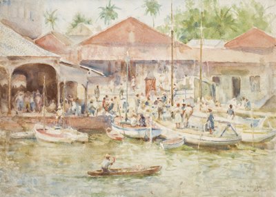 De Markt, Belize, Brits Honduras, 1924 door Henry Scott Tuke