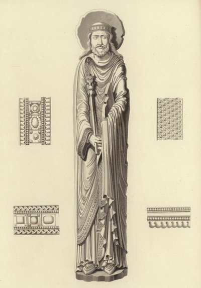Clovis I, ca. 1100, van de Kerk van Notre Dame De Corbeil door Henry Shaw