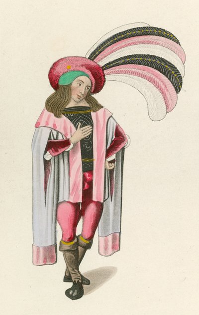 Figuur 1 uit de Romance of the Rose, c 1480, in het British Museum, Harl M S 4425 door Henry Shaw