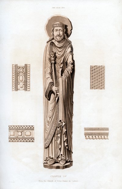 Koning Clovis I, ca. 1100, 1843 door Henry Shaw