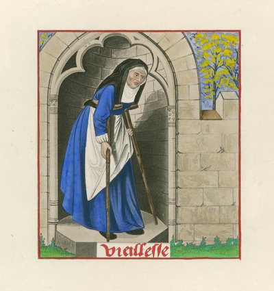 Ouderdom, uit de Romance of the Rose, c 1480 door Henry Shaw