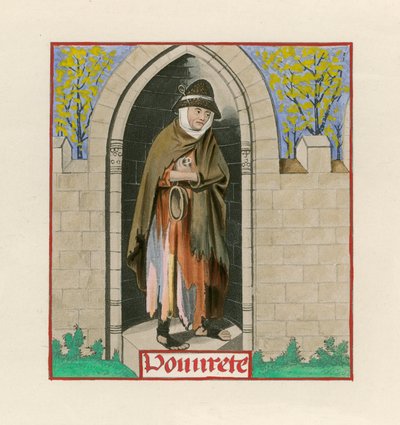 Armoede, uit de Roman de la Rose, ca. 1480, in het British Museum, Harl M S 4425 door Henry Shaw