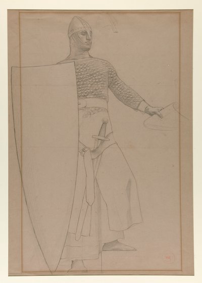 Zonder titel [Grafietstudie van muurschildering in de bestuurskamer van het Prudential Life Insurance gebouw in Newark, New Jersey] door Henry Siddons Mowbray