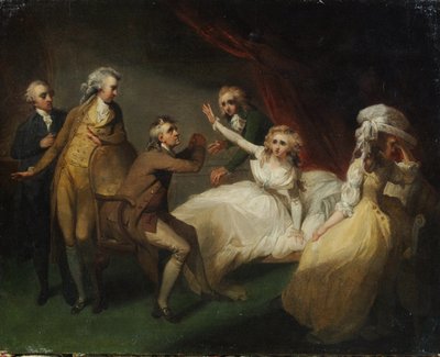 Camilla herstelt van haar flauwte, illustratie van een scène uit 