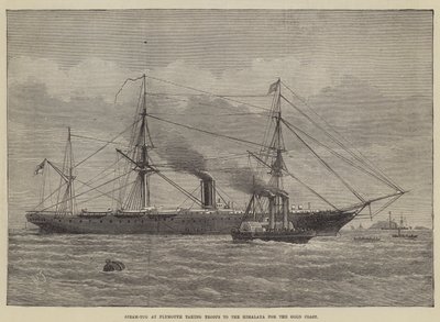 Stoomsleepboot in Plymouth die troepen naar de Himalaya brengt voor de Goudkust door Henry Spernon Tozer