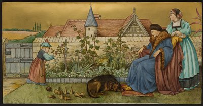Zonder Alles, plaquette met een illustratie uit Shakespeares Seven Ages, Minton aardewerk, Staffordshire, 1874 door Henry Stacey after Marks