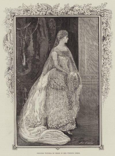 Prinses Victoria van Hessen in haar trouwjurk door Henry Stephen Ludlow