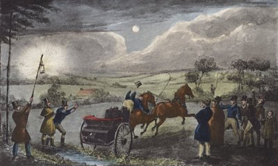 Hoe een land comfortabel over te steken na het diner door Henry Thomas (after) Alken