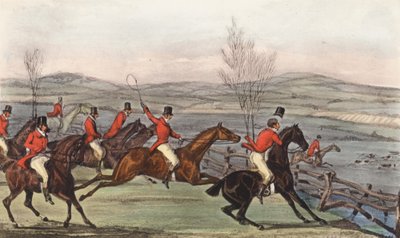 "Nu voor de eer van Shropshire!" De Shavington Dag; Een proef van rivaliserende roedels, en bijgevolg van rivaliserende ruiters door Henry Thomas (after) Alken