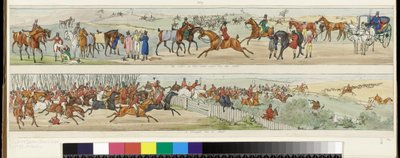 9. Mijn ziel staat in vuur en vlam, en hunkert naar het veld! 10. Een strijd om een start. Een jachtreis naar Melton Mowbray, 1822 door Henry Thomas Alken
