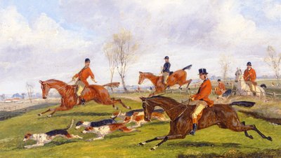 Jachtscène (gouache op paneel) door Henry Thomas Alken