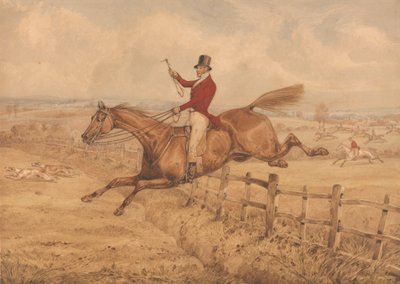 Een vlucht rails toppen en goed in het volgende veld komen door Henry Thomas Alken