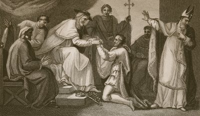 Onderwerping van John, gegraveerd door Delatre, illustratie uit David Hume