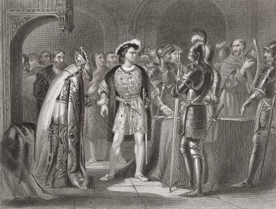 Lord Thomas Fitzgerald doet afstand van zijn trouw aan Hendrik VIII in 1534, uit 