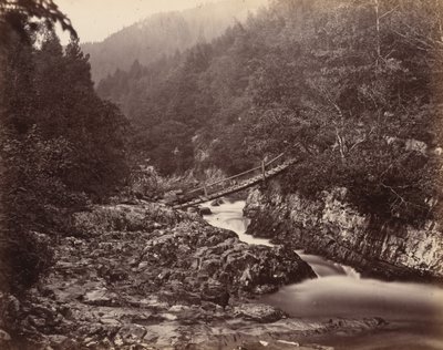 Mijnwerkersbrug, Wales,c. 1858 (foto) door Henry White