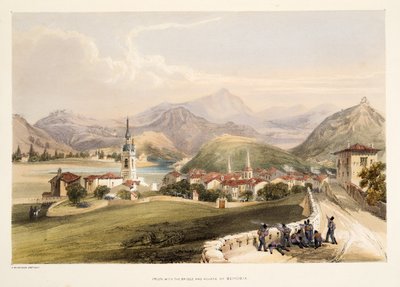 Irun, met de berg San Martial en de Brug van Capauchinos, uit Schetsen van landschappen in de Baskische provincies van Spanje, met een selectie van nationale muziek, uitgegeven 1838 door Henry Wilkinson