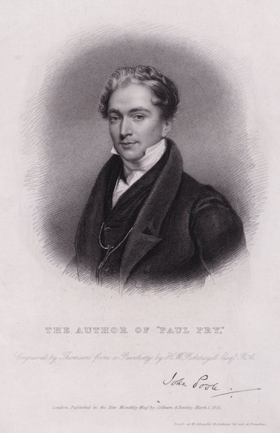 John Poole, Engelse toneelschrijver, auteur van Paul Pry (gravure) door Henry William (after) Pickersgill