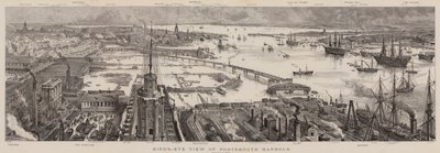 Vogelvlucht van Portsmouth Harbour door Henry William Brewer