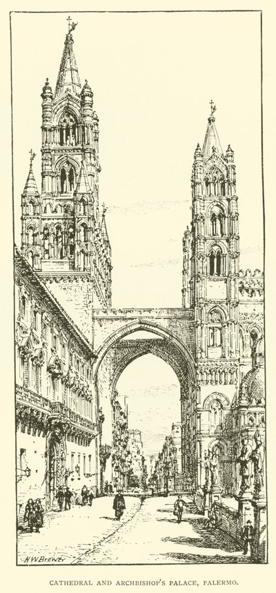 Kathedraal en Aartsbisschoppelijk Paleis, Palermo door Henry William Brewer