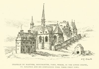 Chapelle du Martyre, Montmartre, Parijs, waar St. Ignatius en zijn metgezellen hun eerste geloften aflegden (gravure) door Henry William Brewer
