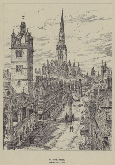 Cheapside, vanaf het Oosten door Henry William Brewer