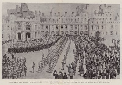 God save the Queen, de serenade in de binnenplaats van Windsor Castle op de tachtigste verjaardag van Hare Majesteit door Henry William Brewer