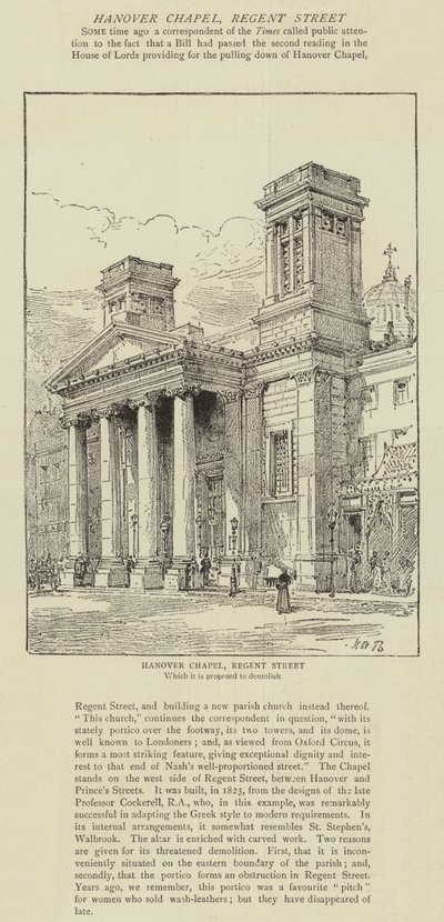 Hanover Chapel, Regent Street door Henry William Brewer