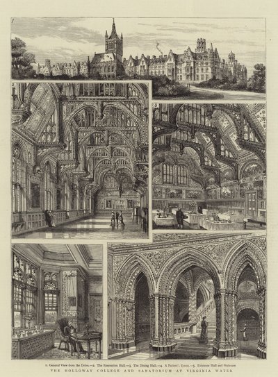 Het Holloway College en sanatorium in Virginia Water door Henry William Brewer