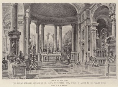 De rooms-katholieke kerk van St. Mary, Moorfields, City, die op het punt staat te worden afgebroken door Henry William Brewer