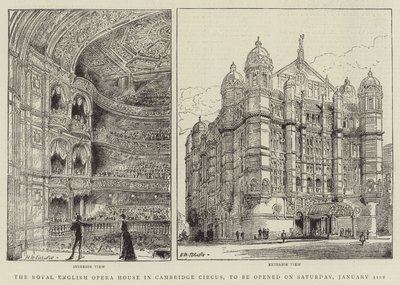 Het Royal English Opera House in Cambridge Circus, te openen op zaterdag 31 januari door Henry William Brewer