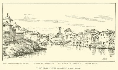 Uitzicht vanaf Ponte Quattro Capi, Rome door Henry William Brewer