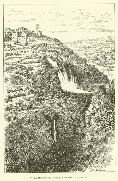 Villa Mecenate, Tivoli, en de Cascatelle door Henry William Brewer