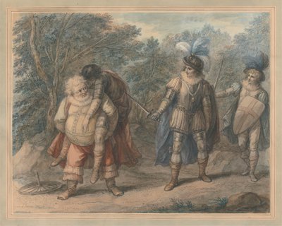 Falstaff draagt dode Hotspur door Henry William Bunbury