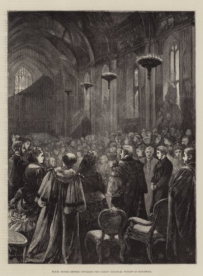 ZKH Prins Arthur onthult het Albert Memorial Window in Guildhall door Henry Woods