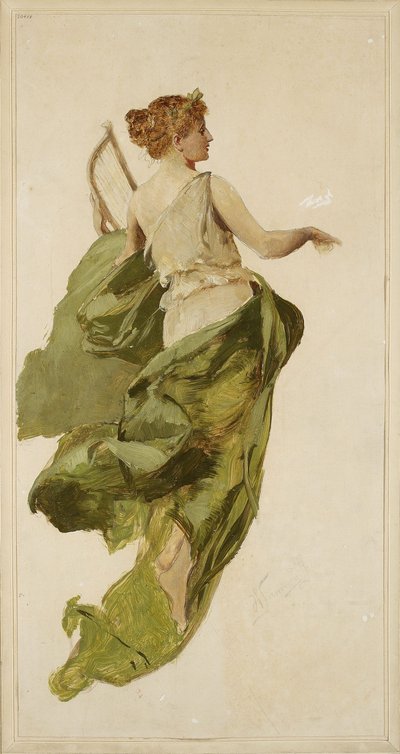Allegorie van de muziek, schets voor het project van het toneelgordijn van het Słowacki Theater in Krakau door Henryk Siemiradzki