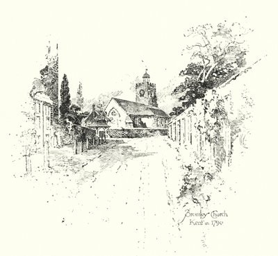 Bromley Kerk, Kent, in 1790 door Herbert (after) Railton